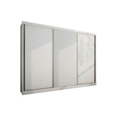 Guarda Roupa Casal Sollo Plus 3 Portas de Correr 8 Gavetas MDF Branco Móveis Novo Horizonte