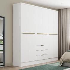 Guarda Roupa Casal 6 Portas Branco 3 Gavetas Troy 1151 MDP Carraro