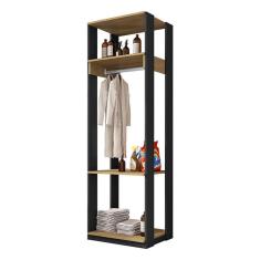 Guarda Roupa Closet Modulado Titan sem Portas MDP com Prateleiras Preto Freijó Móveis Leão