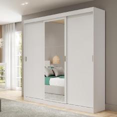 Guarda Roupa Casal 3 Portas 4 Gav Espelho Branco Carraro