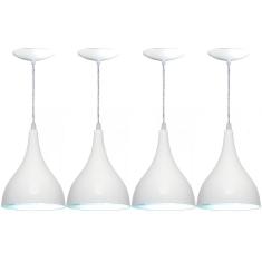 Kit 04 Lustres Pendente Balcão Cozinha Americana - Branca