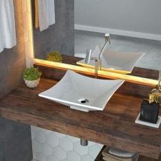 Cuba de Apoio para Banheiro L34 Lux Quadrada Folha Compace Branco