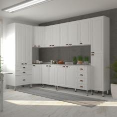 Armário de Cozinha Completa 8 Peças com Tampos Cristal Luciane Móveis