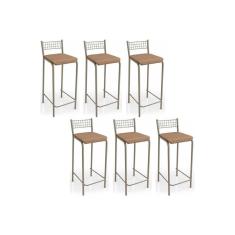 Banqueta Gênova B705 Kit 6 Un Niquel/Capuccino 31 - Kappesberg