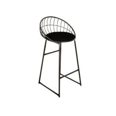 Banqueta Arco em Alumínio Preto Assento Estofado 101cm