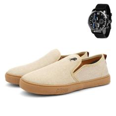 Tênis Slip On Masculino De Elástico Com Relógio 2300-Masculino