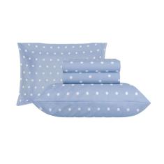 Jogo de Cama Casal Sultan 180F Sonhare Prata Poá Azul