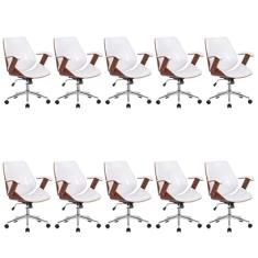 Kit 10 Cadeiras Escritório Diretor Giratória Kopenhagen Branco