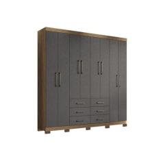 Guarda Roupa Casal 8 Portas e 6 Gavetas c/ Pés Liverpool Jatoba/Grafit