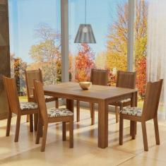 Conjunto Sala de Jantar Madesa Analu Mesa Tampo de Madeira com 6 Cadei