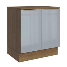Balcão Madesa Lux 70 cm 2 Portas - Rustic/Cinza (Com Tampo), Rustic/Ci