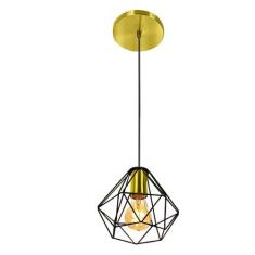 Pendente Diamante Aramado Preto com Dourado Esplêndido - MARRYLUZ