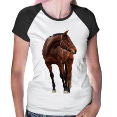 Baby Look Raglan Cavalo Andaluz - Foca na Moda, Branco, Preto, GGG