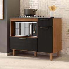 Balcão para Cooktop 5 Bocas 2 Portas 1 Gaveta Master Cinamomo / Preto TX