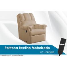 Poltrona Reclinável p/ Sala Vermont Classic Zero Wall Motorizada Giro e Balanço Courano Bege - Probel