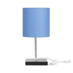 Abajur Eros Cilindrico Azul Base Preta Quadrada - MARRYLUZ