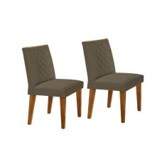 Cadeira Sala de Jantar Jade Kit 2 Un Madeira Capuccino/Suede Capuccino - Rufato