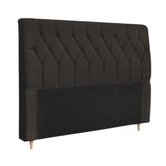 Cabeceira Para Cama Box Casal Istambul Dobuê 1.40m Com Capitonê Chocolate Suede
