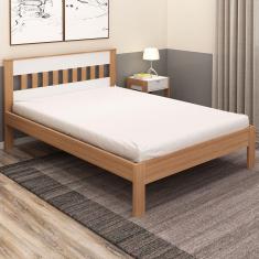 Cama De Casal Amendoa/branco Cm8007 - Tecno Mobili