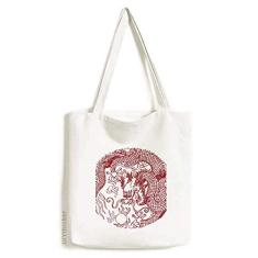 Bolsa de lona com dragão chinês com desenho de animal e bolsa de compras casual