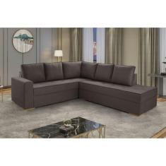 Sofá de Canto com Chaise Lado Direito Laura Yescasa Marrom