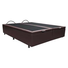 Base Box Baú Para Cama Casal Queen 158x198cm Bipartido Liz S05 Sintético Marrom - Mpozenato