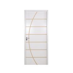 Kit Porta de Madeira Decorada 215x84cm com Batente de MDF Ultra 16cm Neblina MGM Branco