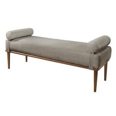 Recamier Banco Berlim Luxo Madeira Maciça Castellar Móbile Linho Cinza Linho Cinza