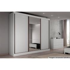 Guarda Roupas 3 Portas De Correr E 6 Gavetas C-1 Espelho Spazzio Plus Branco - Novo Horizonte