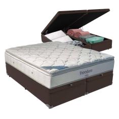 Cama Box Com Baú King E Colchão Freedom Ortobom D33 Cor:marrom