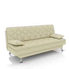 Sofá Cama Sala de Estar 193cm Belinda com Pés Alumínio Linho Off White G45 - Gran Belo