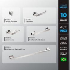 Kit Acessórios Para Banheiros 5 Peças Inox - Kromus Kitrt5