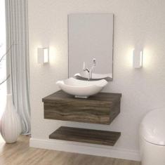 Bancada para Banheiro Cuba Abaulada L42 com Prateleira 605w Metrópole 