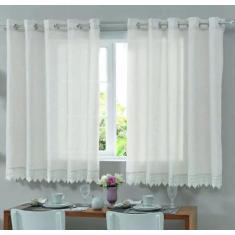 Cortina de Cozinha 3,00 x 1,20 Navarro Branca Bella Janela