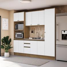 Cozinha Compacta Celeste Kappesberg 100% Mdf Nogueira/branco 240cm