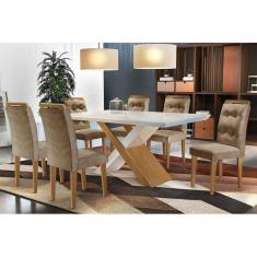 Sala de Jantar Rufato Imperatriz QR + 6 Cadeiras Imbuia/Choco