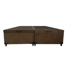 Cama Box Baú Casal Bipartido Suede Marrom