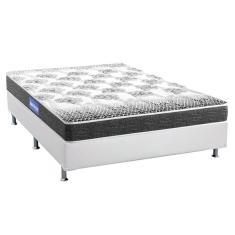 Kit Cama Box Casal 138x188 Guarda Costas Resistente Colchão Espuma D20 Courano White Probel