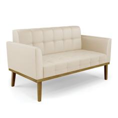 Sofá Namoradeira 2 Lugares Base De Madeira Castanho Elisa Corino D03 - D'rossi Cor Bege