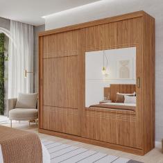 Guarda-Roupa Casal 2 Portas de Correr 2 Espelhos 243cm 100% MDF Marsala Espresso Móveis