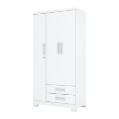 Guarda-Roupa Solteiro Miami Flex 3 Portas 2 Gavetas Branco e Rosa Chá