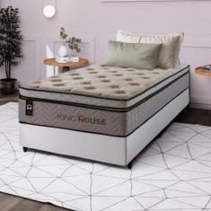 Conjunto Cama Box c/ Molas Ensacadas Liverpool Bege Solteiro 96x203x73