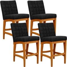 Kit 04 Banquetas Baixa Para Cozinha Bancada Bar Sala Jantar Fixa Mila 