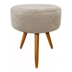 Puff Redondo Sala Quarto Penteadeira  - Casal Decor, Bege