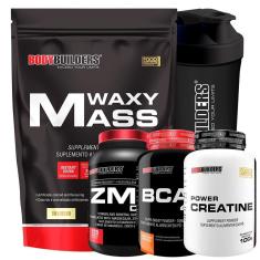 Kit Hipercalórico Waxy Mass 3kg + Zma Drol 120 caps + BCAA 4,5 100g + Creatina 100g + Coq - BB-Unissex