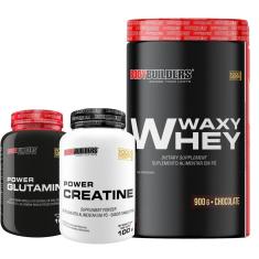 KIT 1x Waxy Whey 900g  + 1x Power Creatina 100g + 1x Power Glutamina 100g - BodyBuilders-Unissex