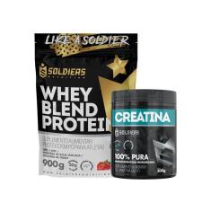 Whey Blend Protein Concentrado e Isolado - 900g+ Creatina Monohidratada - Soldiers Nutrition-Unissex