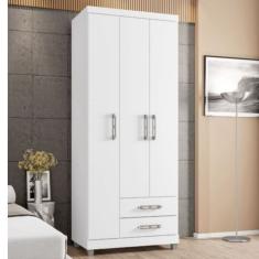 Guarda Roupa Solteiro Louise 3 Portas 2 Gavetas MDP Branco Gat Magazine