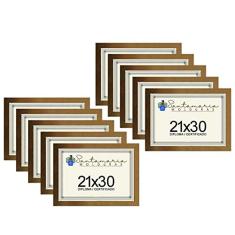 Kit 10 Molduras Porta Diploma Certificado A4 21x30 Dourado