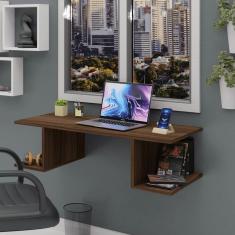 Mesa Suspensa Escrivaninha Computador 900x420 C/ Prateleiras	